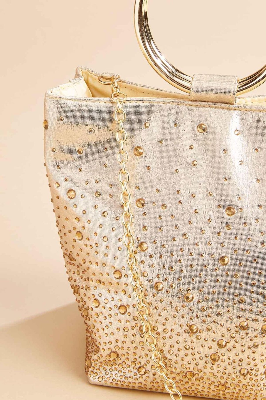 Accessories VERSONA Etched With Stones Bag Gold —